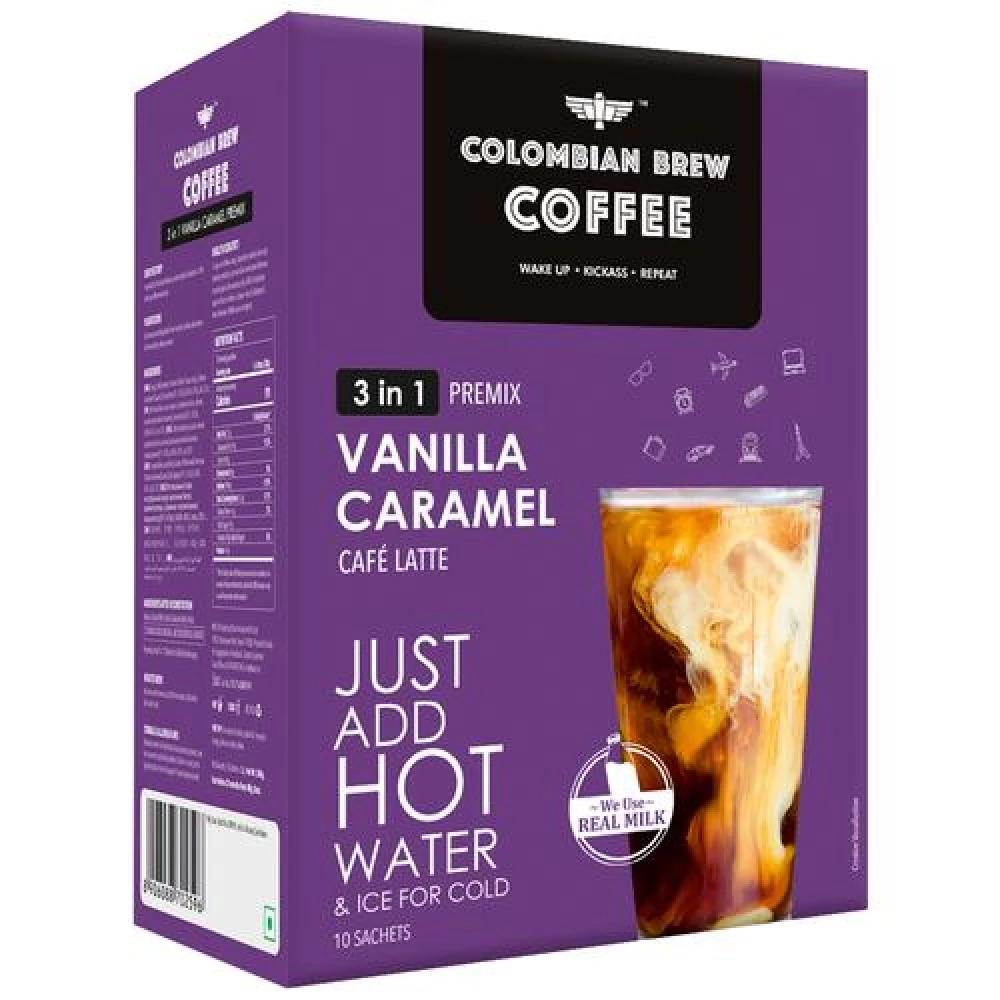 Colombian Brew Coffee Instant Coffee 3 In 1 Premix - Vanilla Caramel, 200 g (10 Sachets)-7.webp